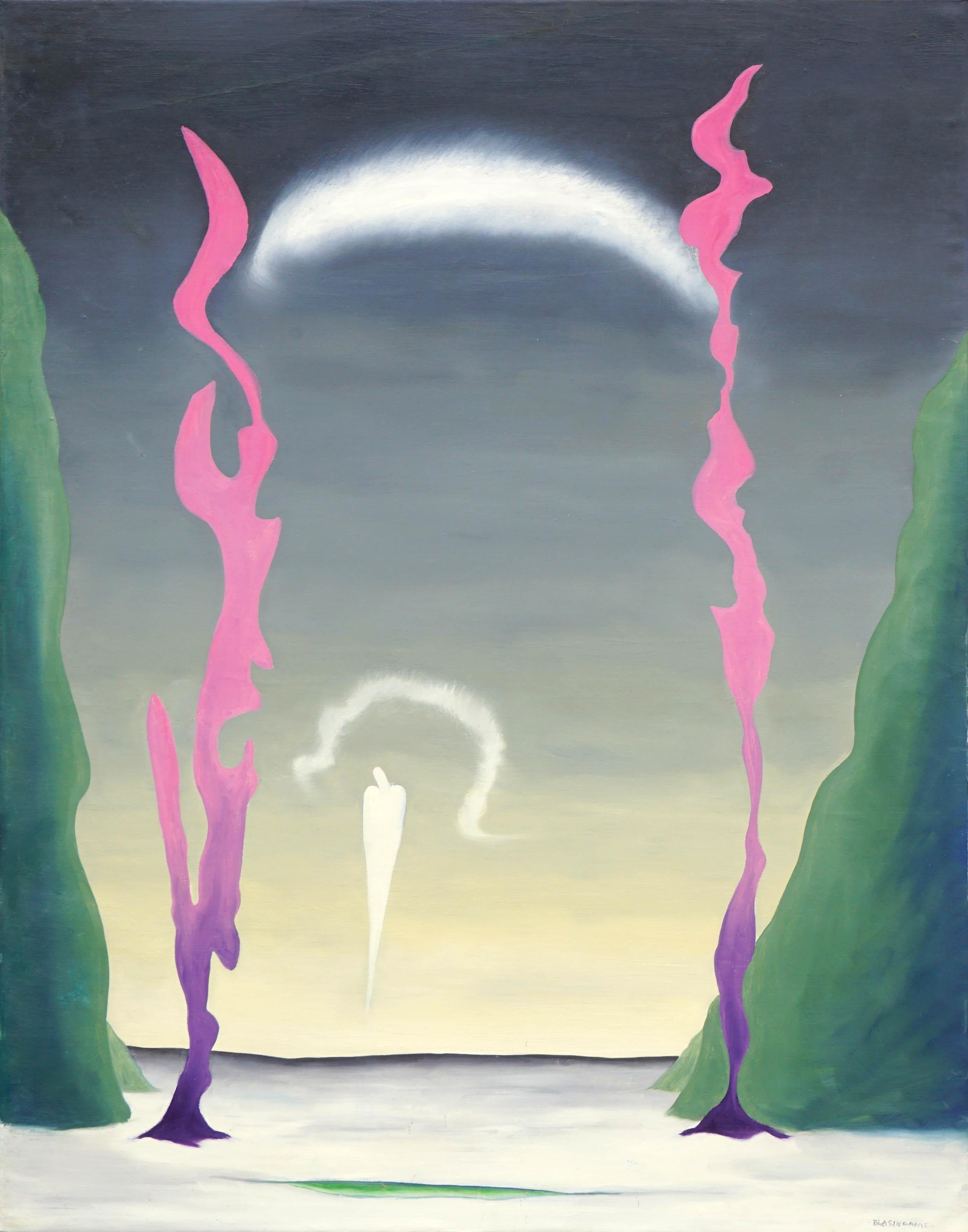 Figurative Painting de Marguerite Blasingame - Kumulipo, fuente de vida - Arte visionario hawaiano surrealista moderno de mediados de siglo