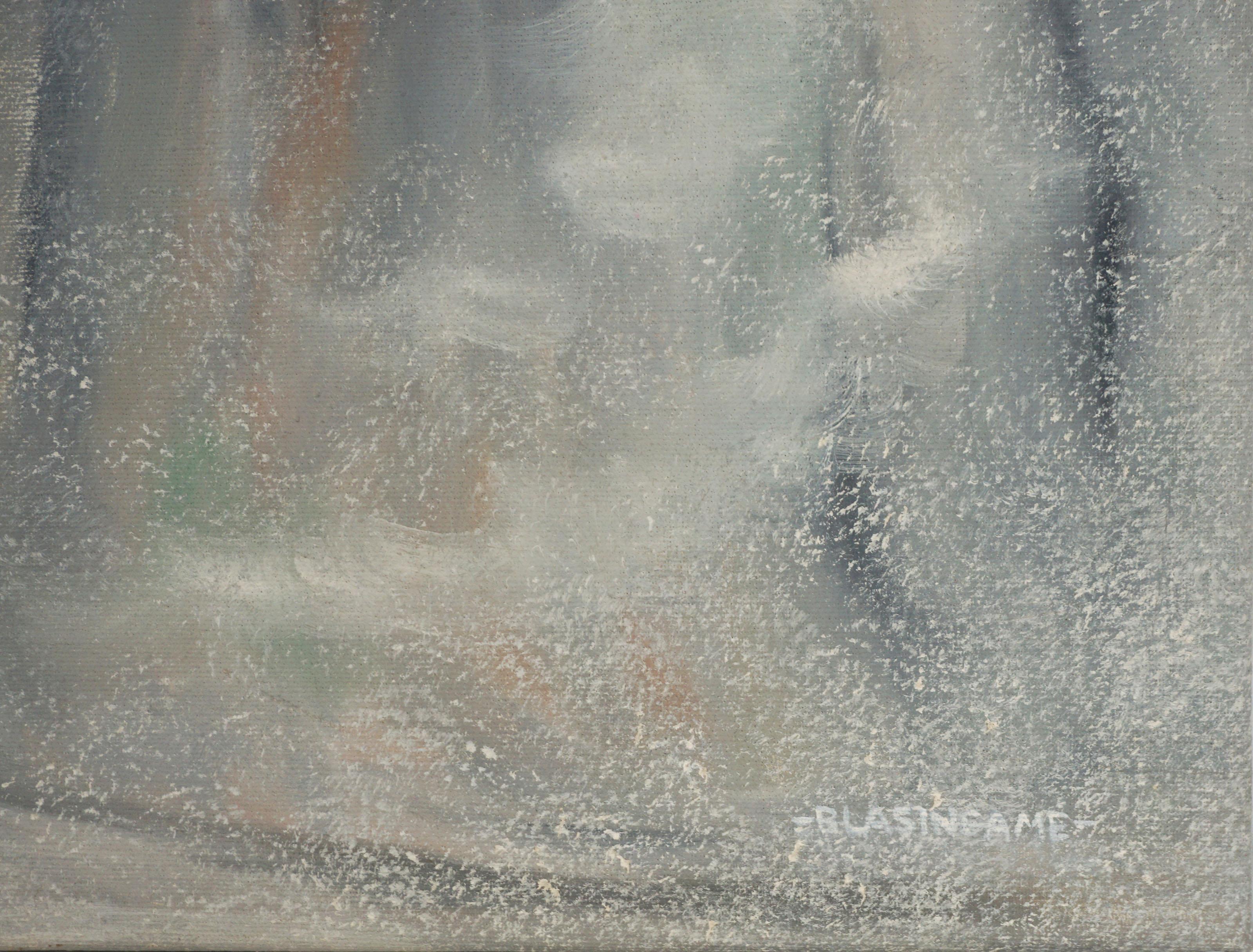 Mauna 'uhane - Arte visionario hawaiano surrealista moderno de mediados de siglo - Figurative Painting Gris de Marguerite Blasingame