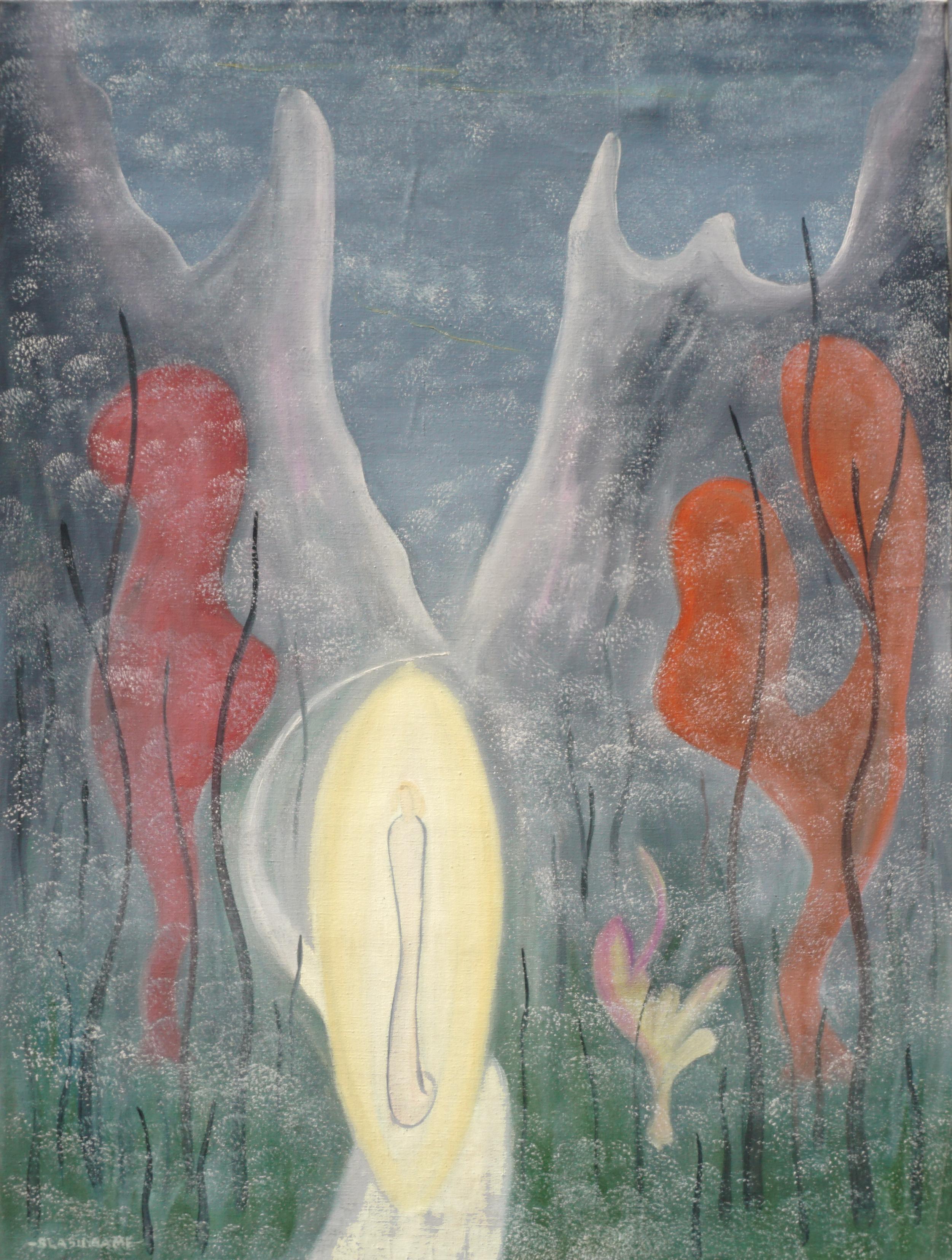 Na Kumuwaiwai Hohonu, Underwater Spirt - Midcentury Modern Figurative Abstract 