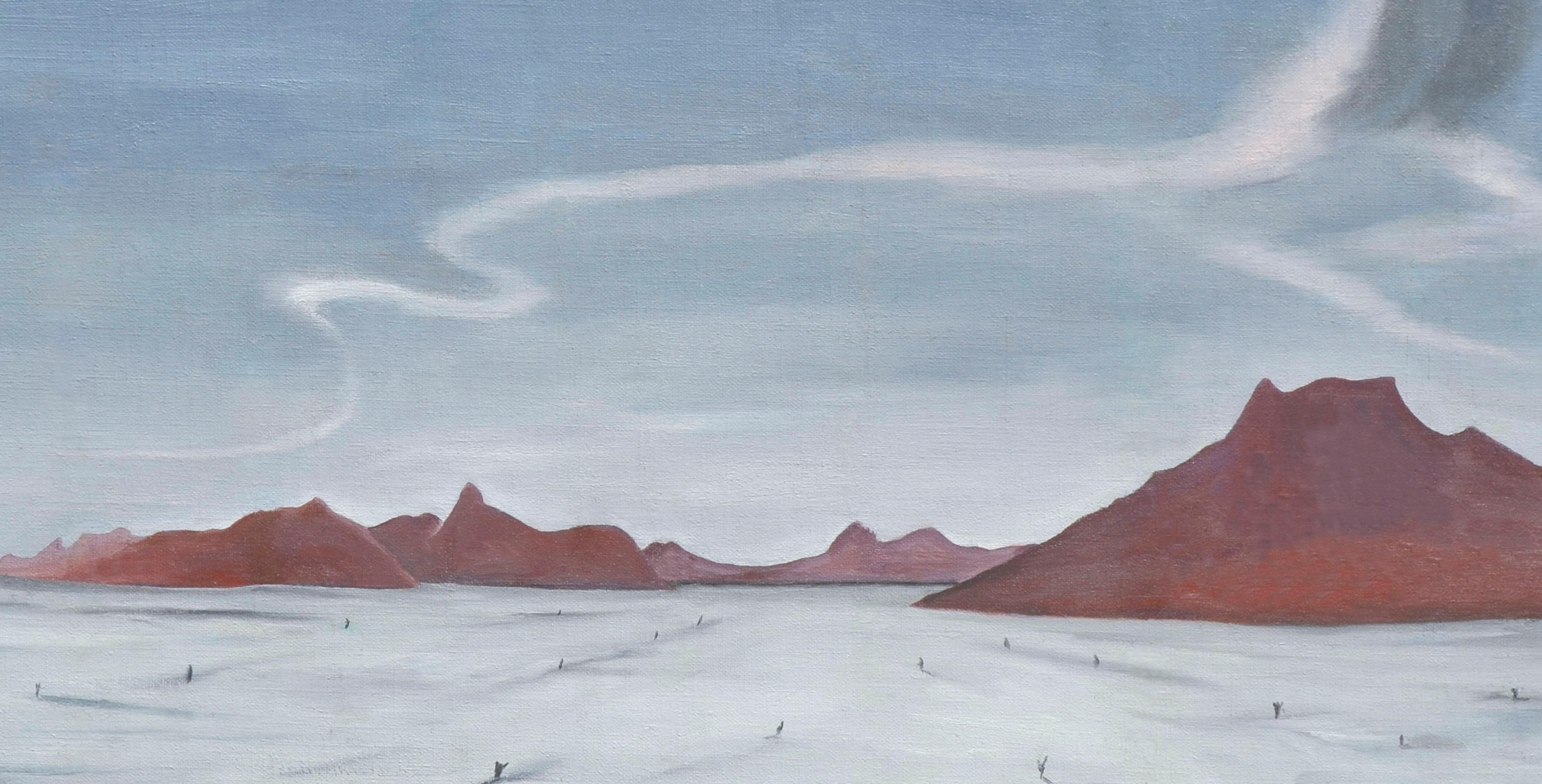 Red Volcanoes in the Distance - Painting by Marguerite Blasingame