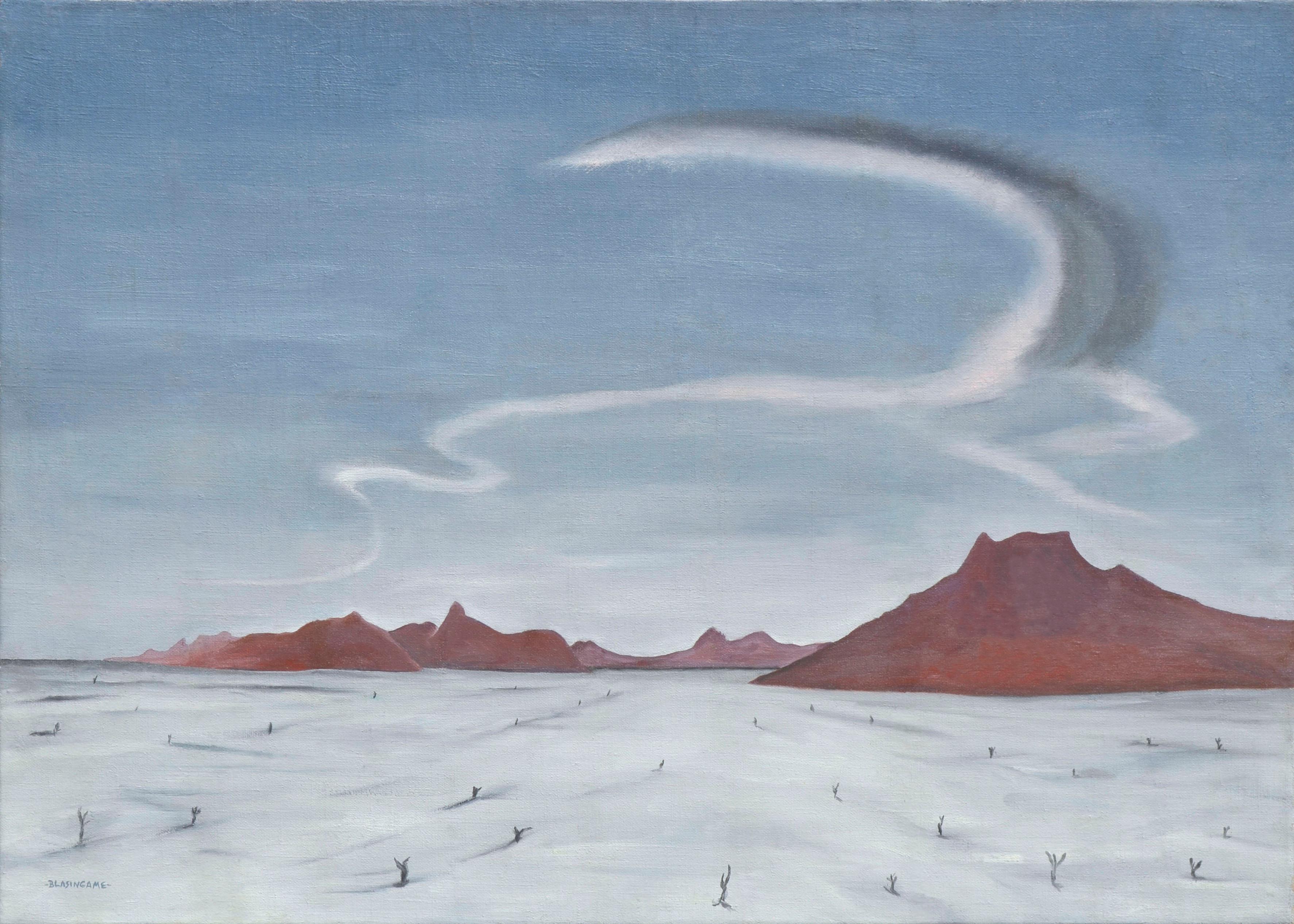 Marguerite Blasingame Landscape Painting - Red Volcanoes in the Distance
