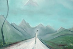 Road Less Traveled Hawaii Surrealist Mid Century Figurative Abstract Landscape