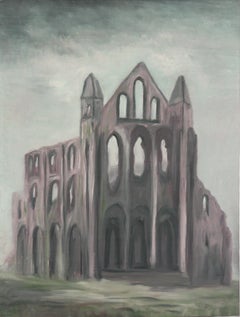 Paysage de ruines de l'abbaye de Whitby, Yorkshire, Angleterre, années 1940