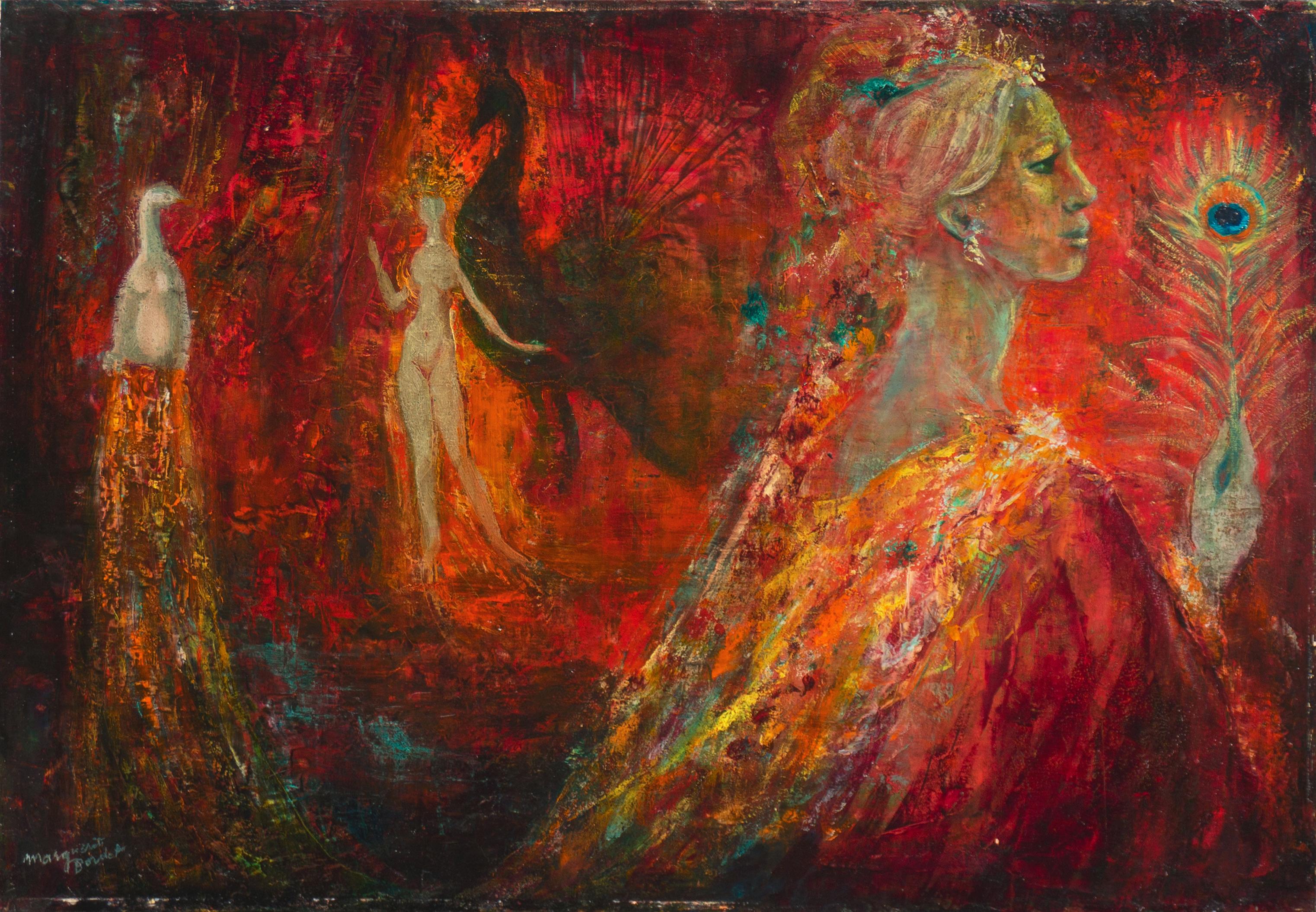 'Transcendentalist Figural Oil', Paris, Académie de la Grande Chaumière, Geneva - Painting by Marguerite Bordet
