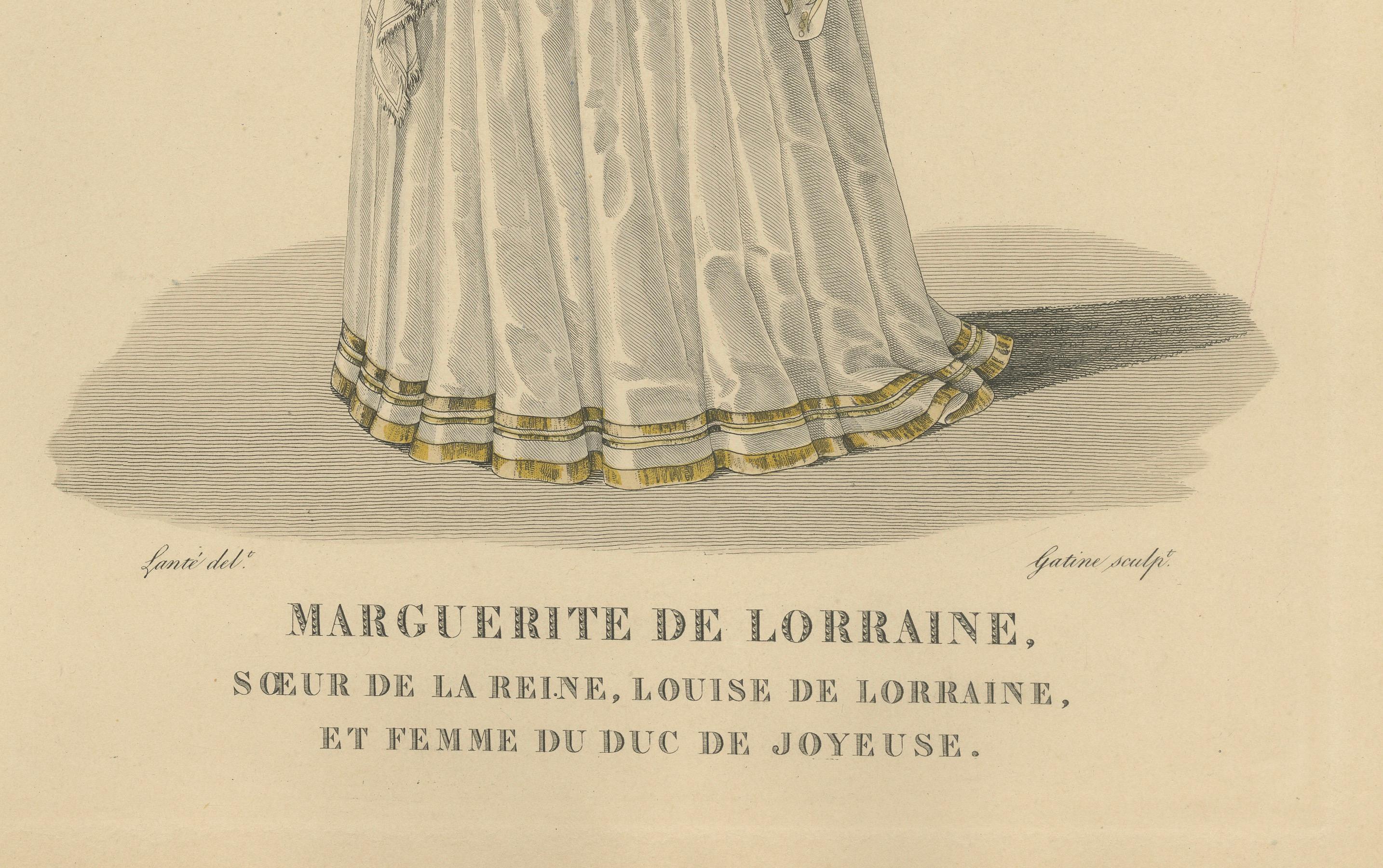 Marguerite de Lorraine, Herzogin von Joyeuse, handkolorierter Stich, um 1900 (Frühes 20. Jahrhundert) im Angebot