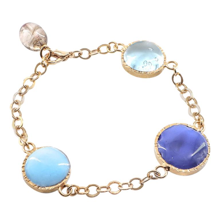  MARGUERITE DE VALOIS Blue Round Cabochons Bracelet For Sale