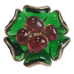 MARGUERITE DE VALOIS Couture Ring in Green and Pink Molten Glass