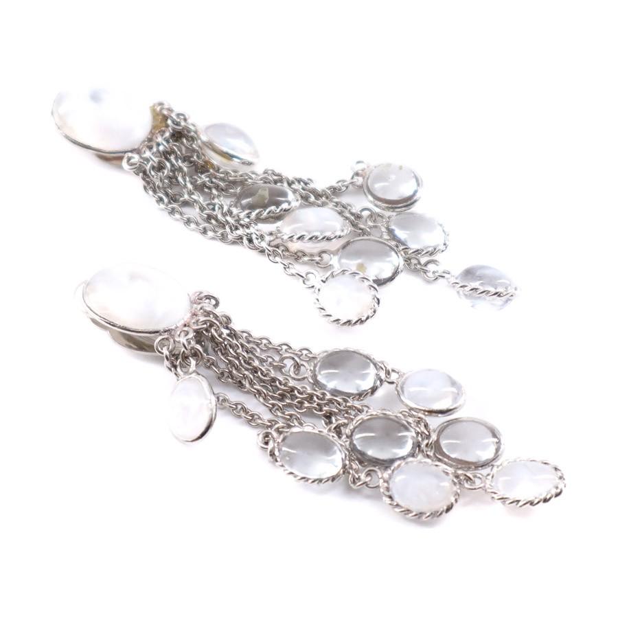 Women's MARGUERITE DE VALOIS Dangling Clip-on Earrings in White Molten Glass