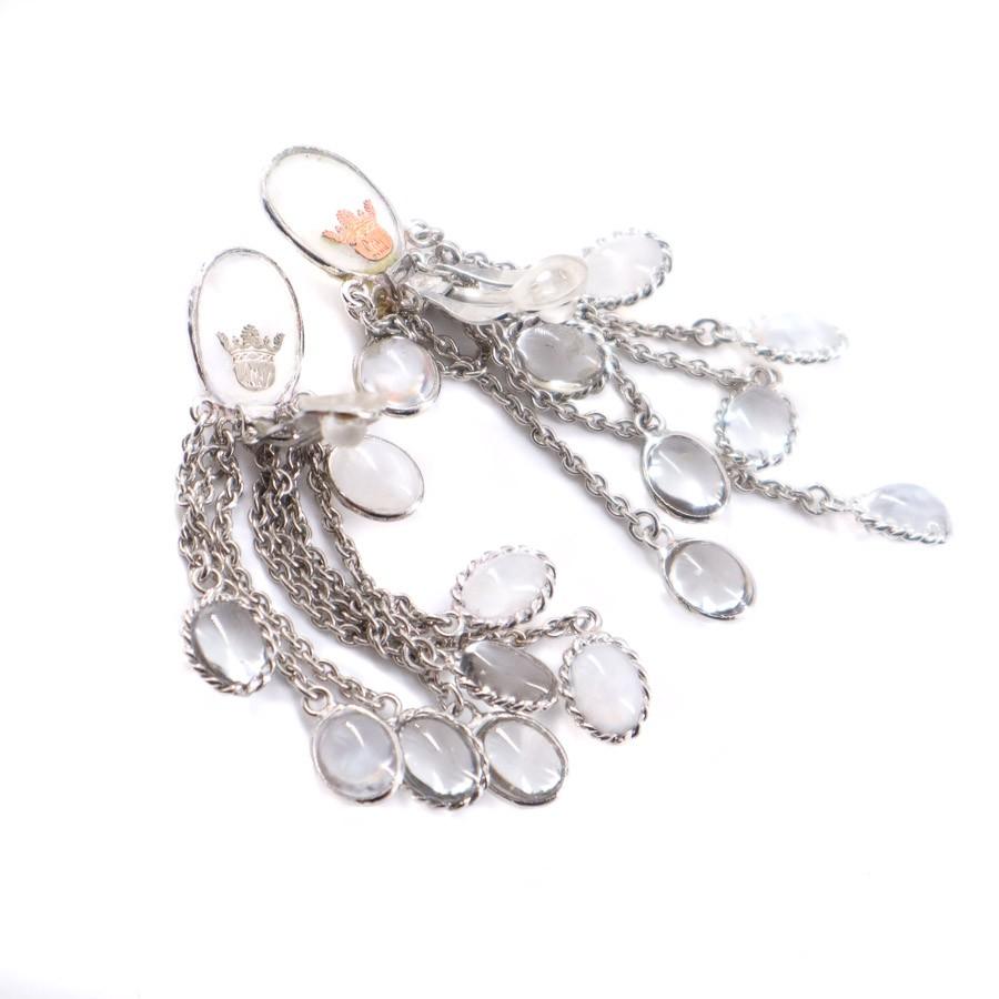 MARGUERITE DE VALOIS Dangling Clip-on Earrings in White Molten Glass 1
