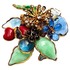 Marguerite de Valois Flower Brooch in Multicolor Molten Glass