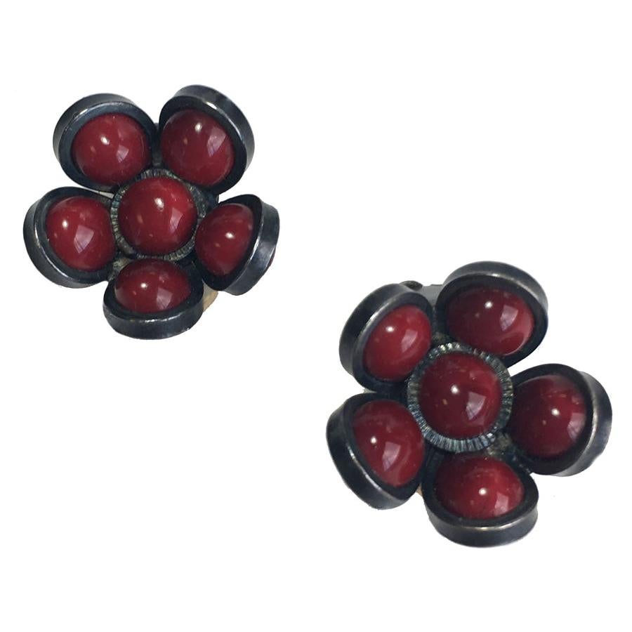 Marguerite De Valois Flower Clip Earrings