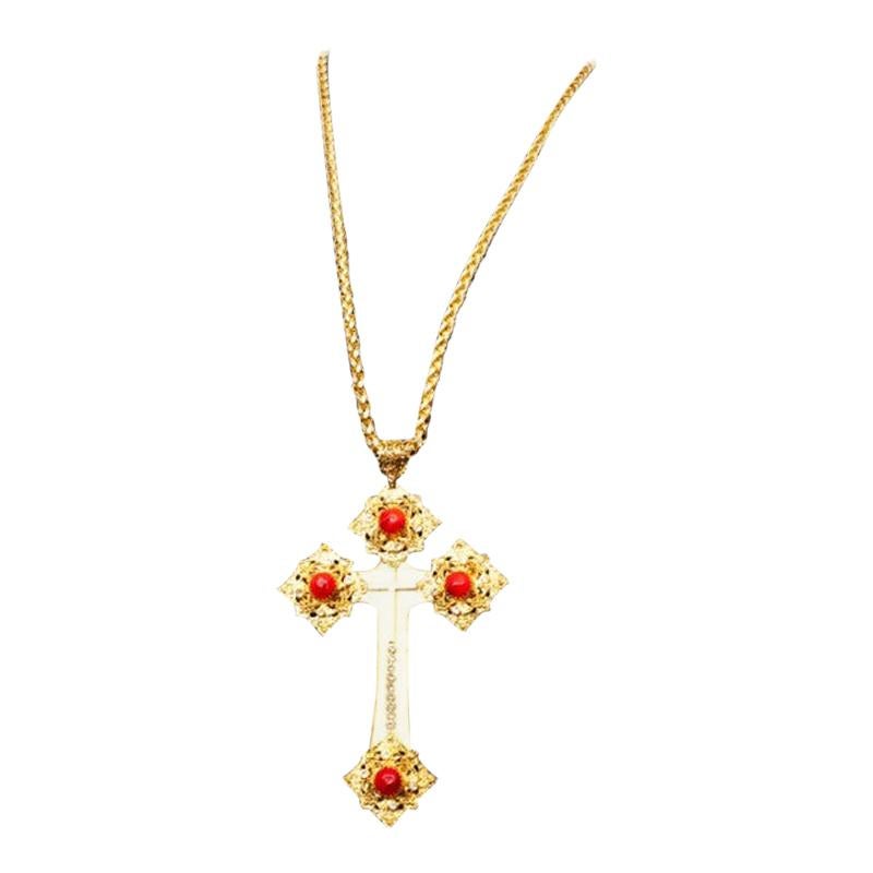 MARGUERITE DE VALOIS Vintage Cross Necklace 