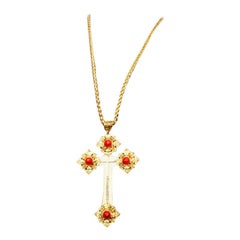 MARGUERITE DE VALOIS Vintage Cross Necklace 