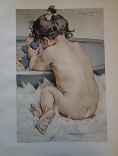 Young Girl Playing with a Doll - Original Lithograph 1899