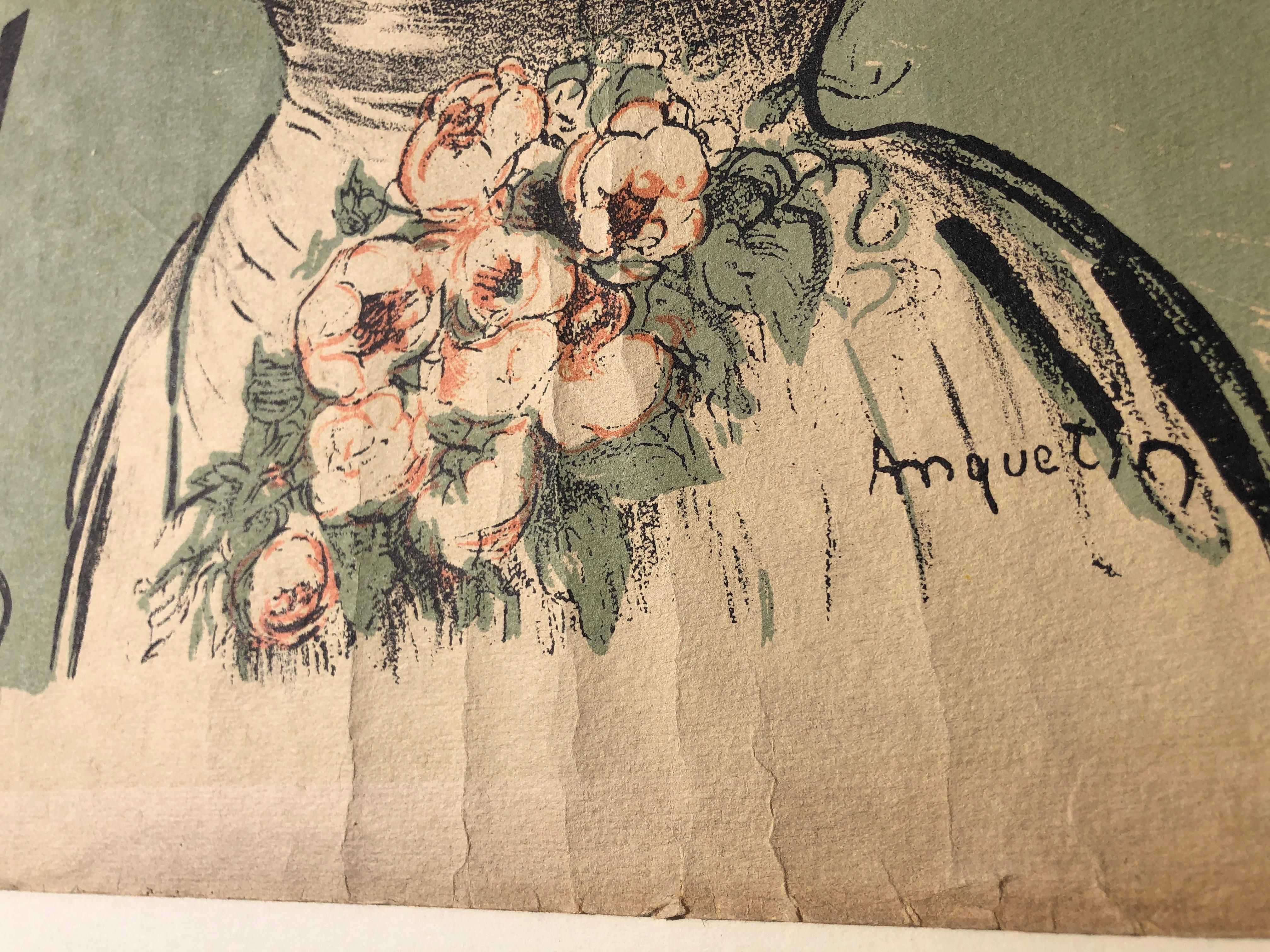 Marguerite Dufay – lithografisches Jugendstilplakat im Vintage-Stil von Louis Anquetin im Zustand „Relativ gut“ im Angebot in East Quogue, NY