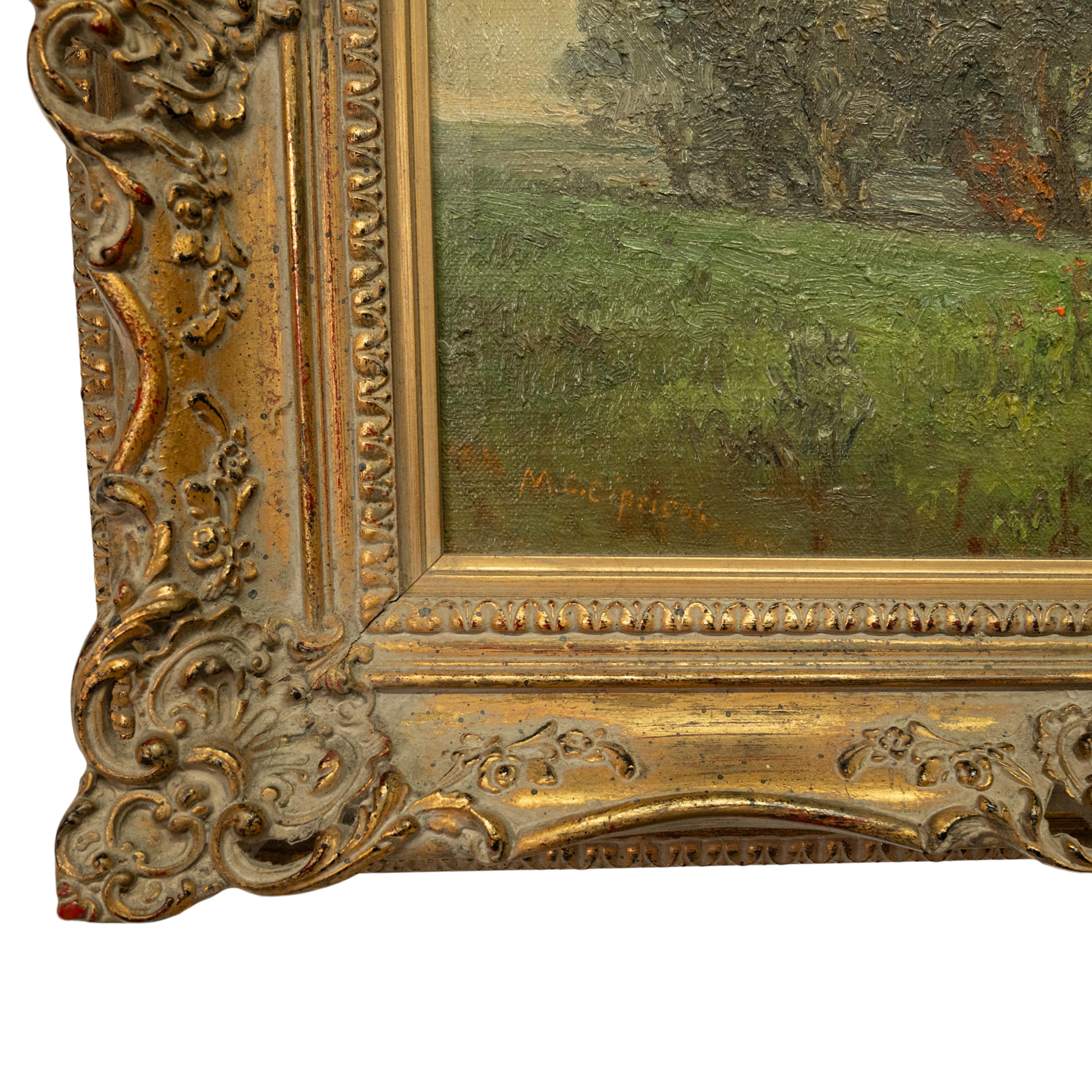 Antique California Impressionist Oil Canvas Painting Stanford Lake Lagunita 1910 8