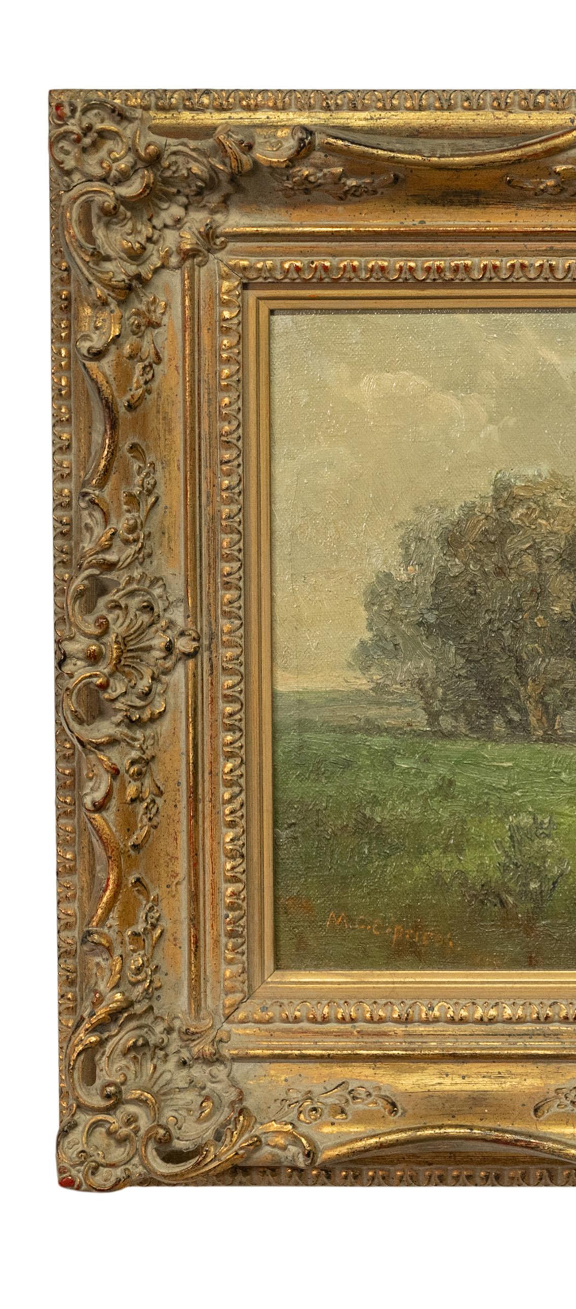 Antique California Impressionist Oil Canvas Painting Stanford Lake Lagunita 1910 3