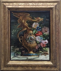 Romantic French Painting Still life Dragon Bordeaux 19th