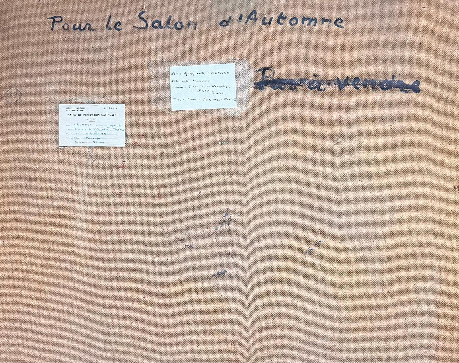 1950's Jahrhundert Französisch Post Impressionist signiert Öl Grüne Felder mit Ernte im Angebot 7
