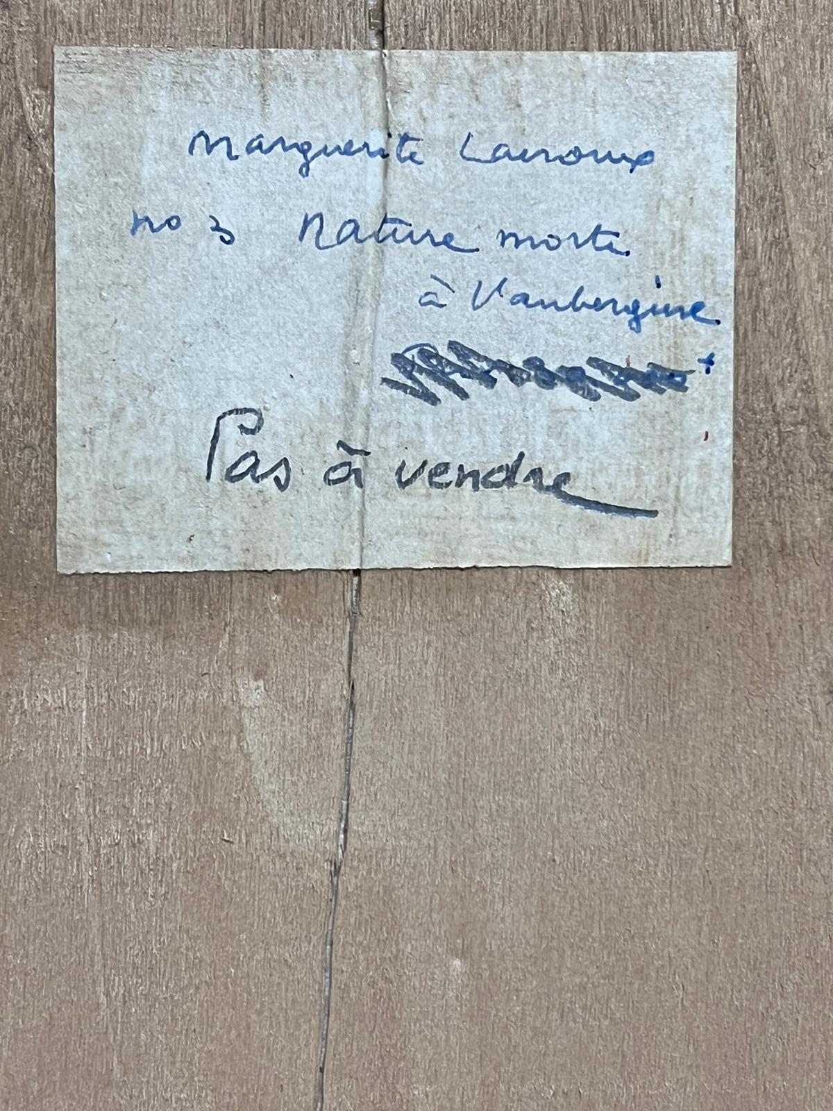 1950's Óleo francés postimpresionista firmado Bodegón de sobremesa Fruta y comida 1