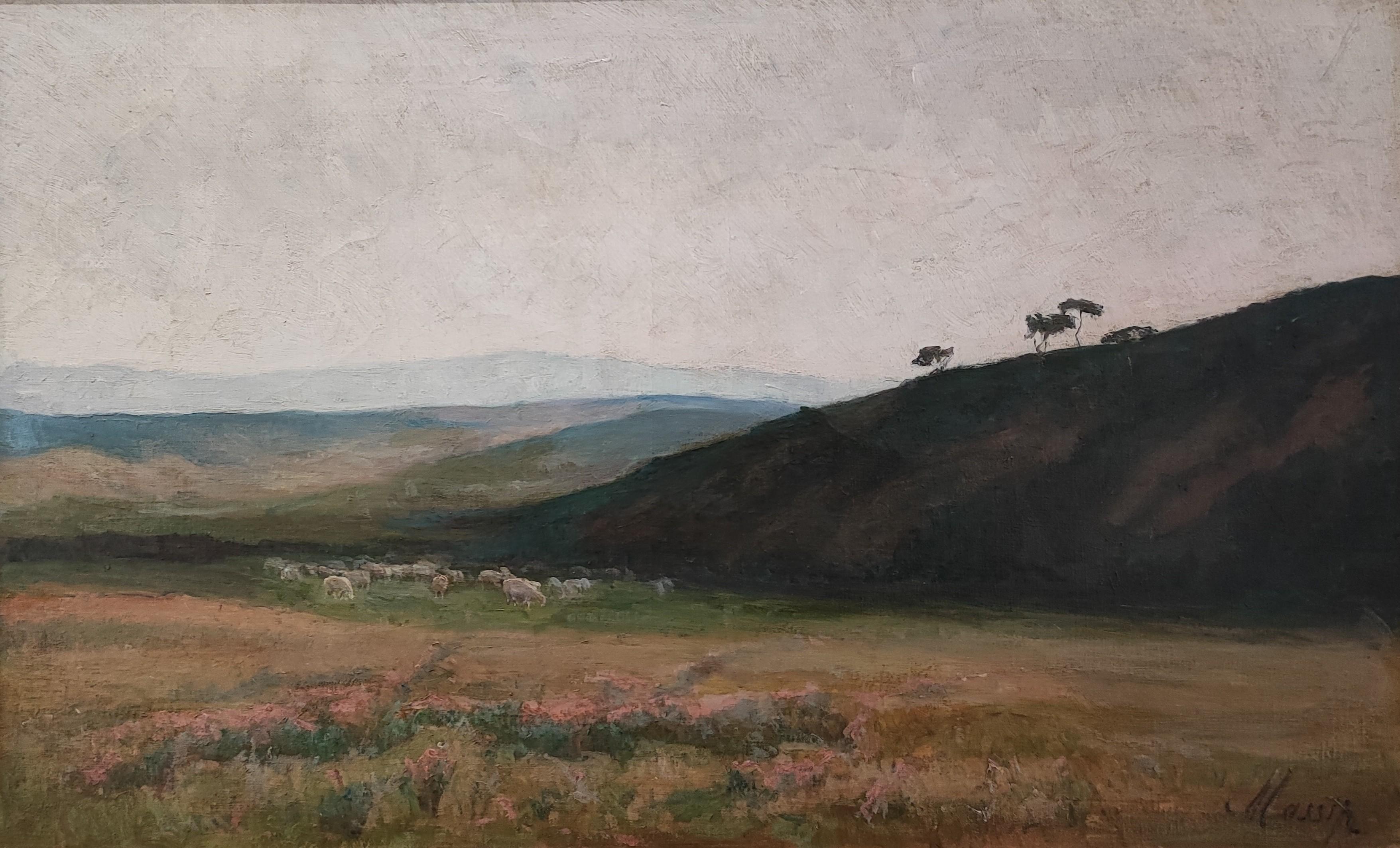 Marguerite Massip Landscape Painting - Landscape of hills with pasture