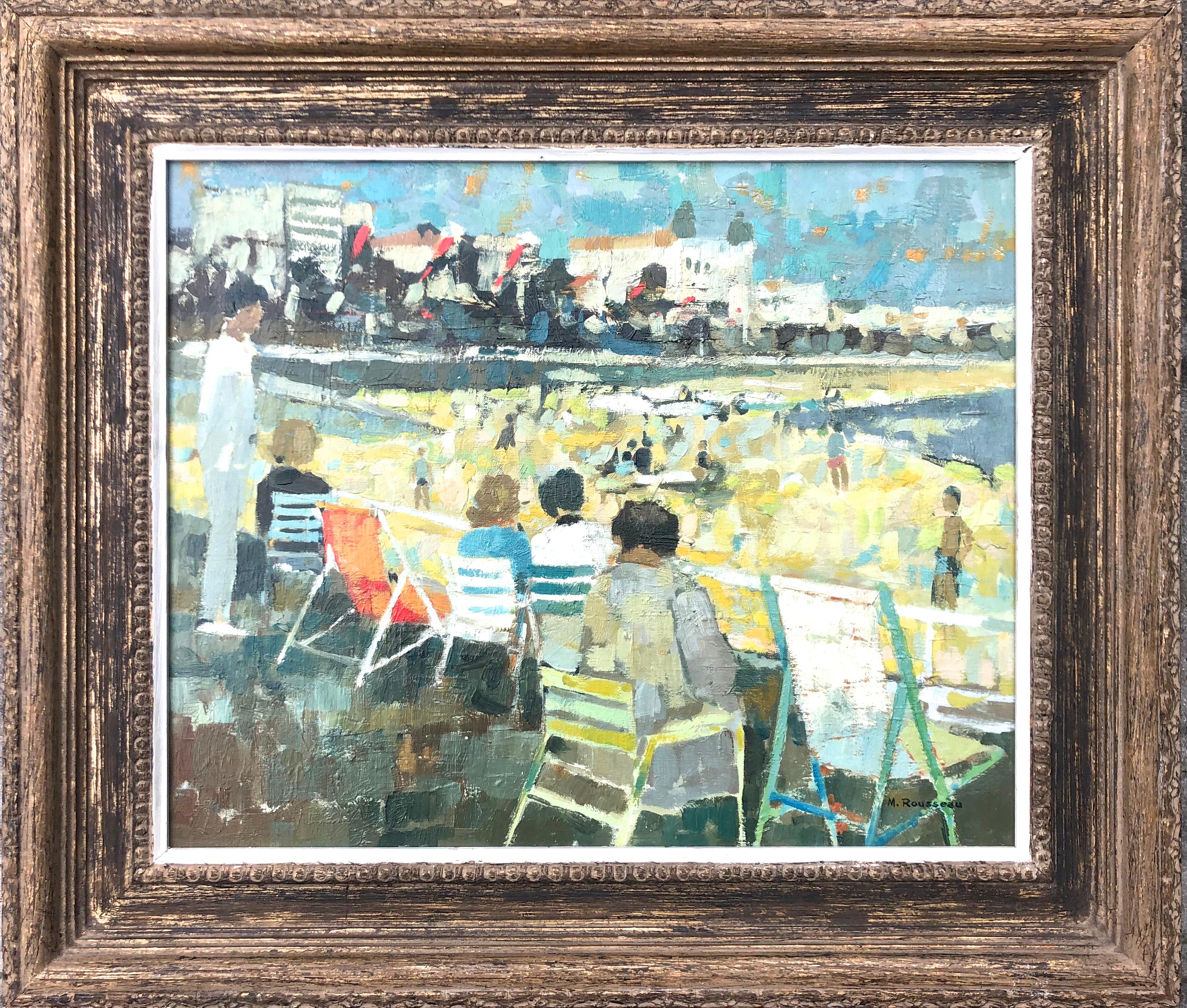 Marguerite Rousseau Figurative Painting - The Beach Modern Impressionist Oil Painting