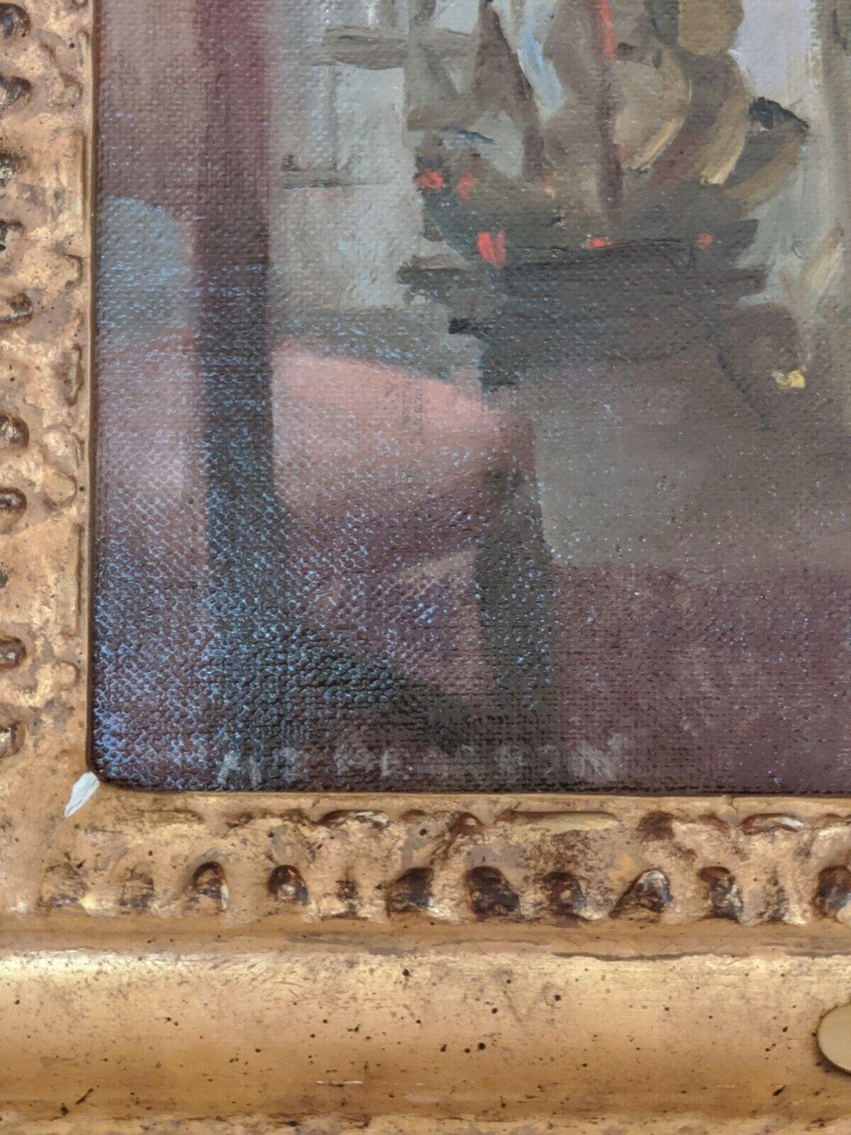 Marguerite Stuber Pearson (Massachusetts, 1898-1978)
The Music Room - Oil Study, circa 1925
Oil on canvasboard
8 x 10 inches
Carved gilt wood and composition frame

Provenance:
Louise and Alan Sellars (Noted below)
Private Collection, New