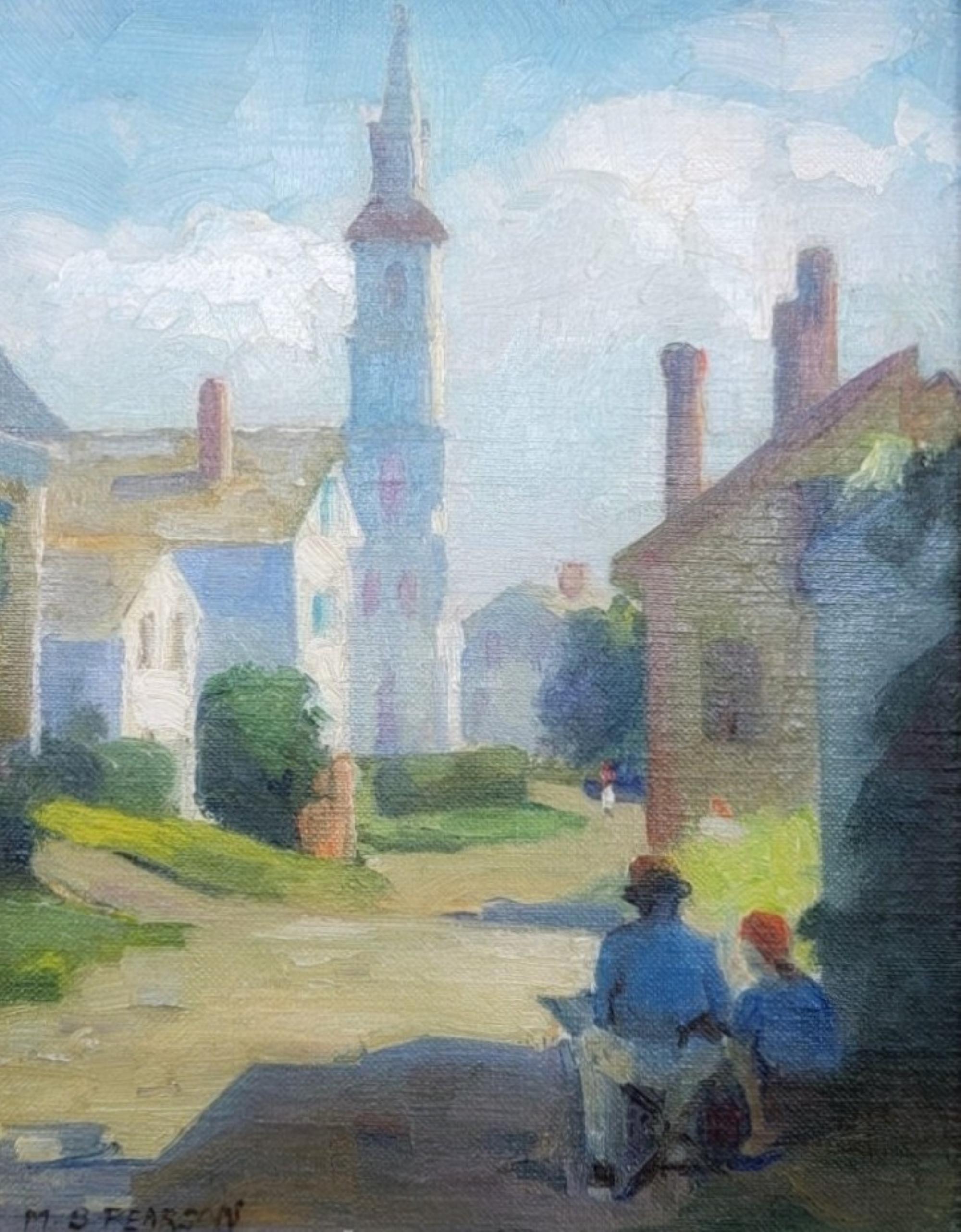 La lección de esbozo, Óleo sobre lienzo, Rockport, Massachusetts, Escuela de Boston - Painting de Marguerite Stuber Pearson