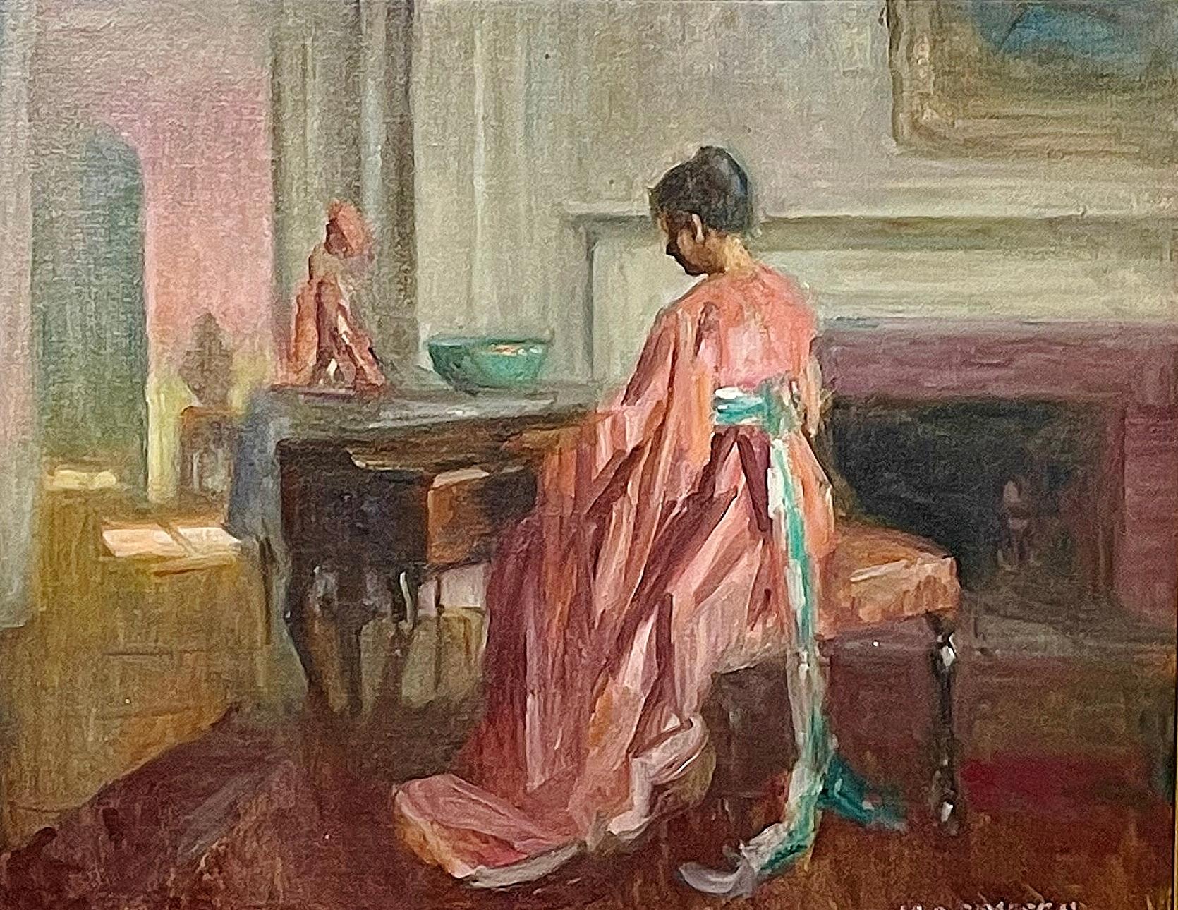 Marguerite Stuber Pearson Interior Painting – Frau spielt das Klavier Forte