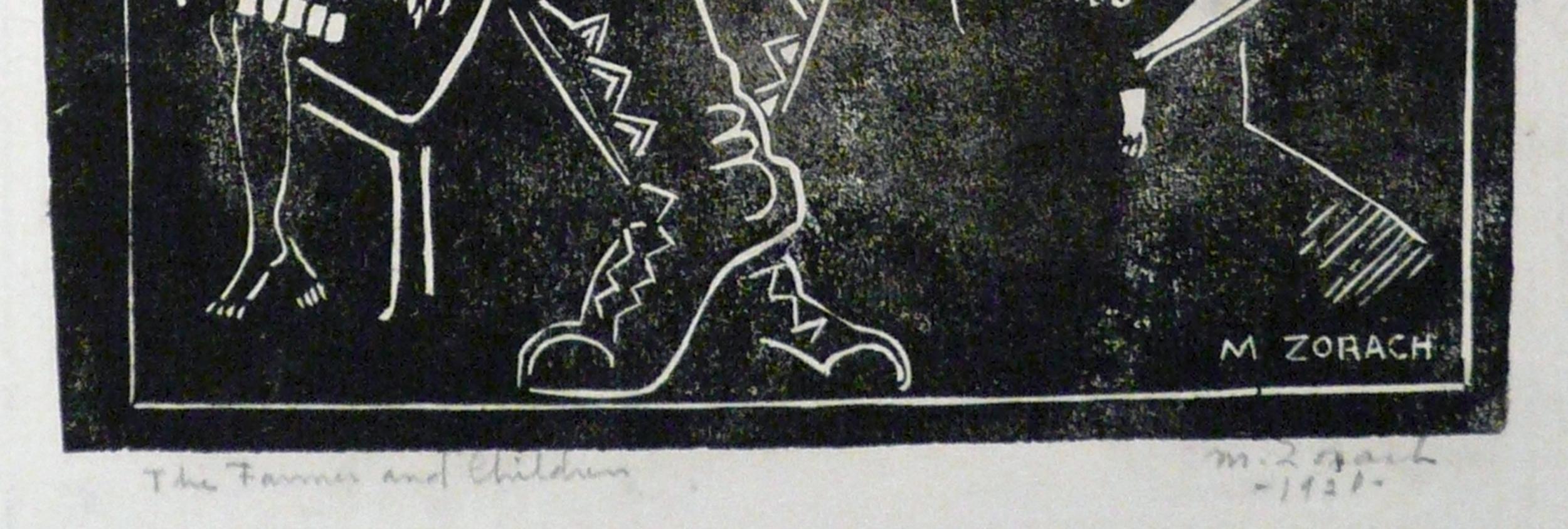 THE FARMER AND CHILDREN (A NEW ENGLAND FAMILY, oder THE FATHER). (Schwarz), Figurative Print, von Marguerite Thompson Zorach