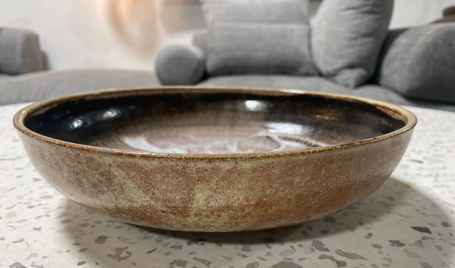 Stoneware Marguerite Wildenhain Signed Pond Farm Mid-Century Modern Studio Pottery Bowl For Sale