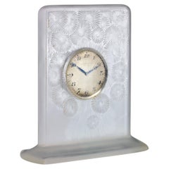 Vintage Marguerites Frosted Glass Clock By René Lalique