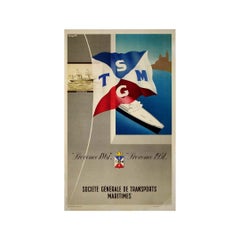 1951 maritime poster by Margutte - Société générale de transport maritime