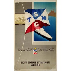 1951 maritime poster by Margutte - Société générale de transport maritime