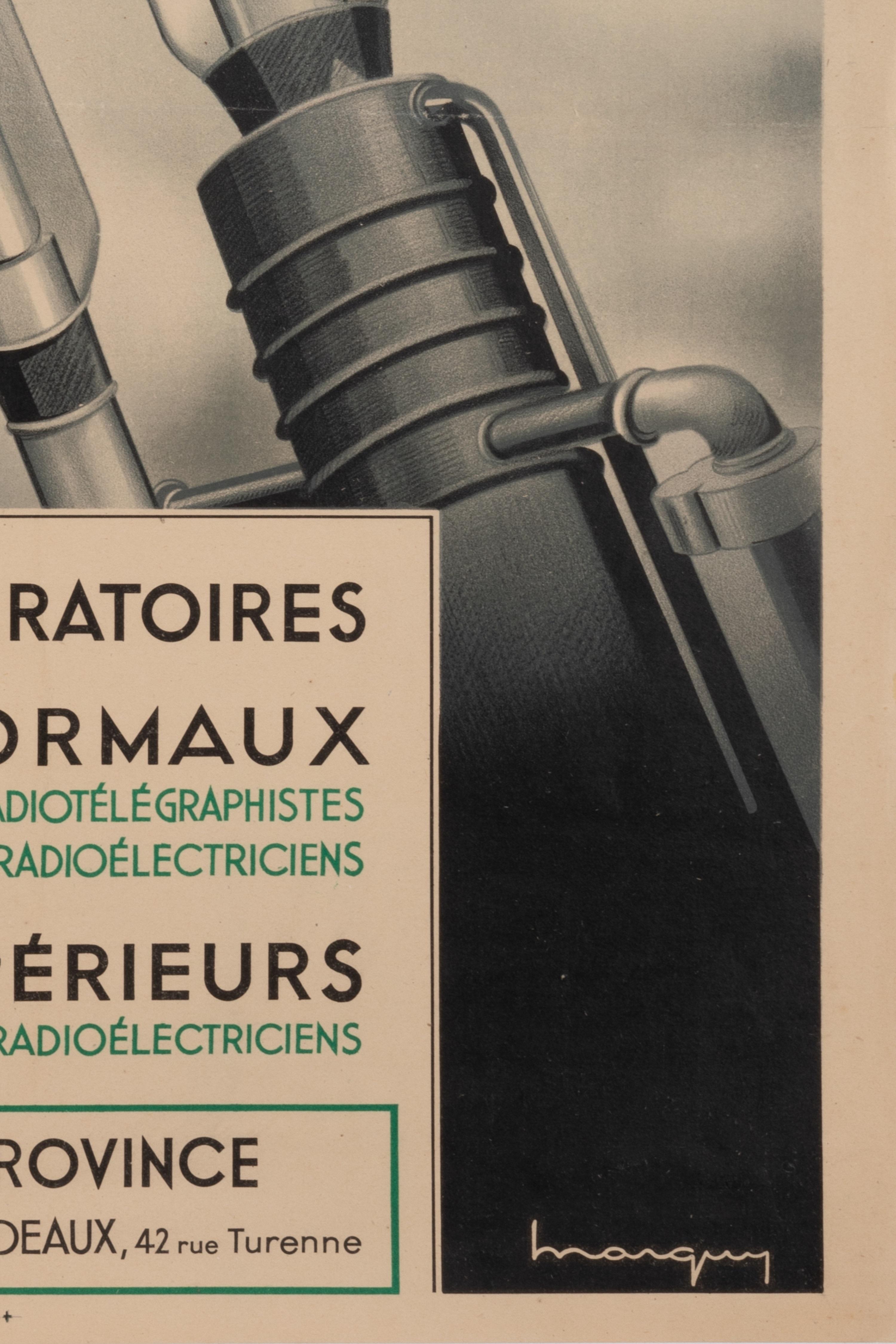 Poster of the French School of Radioelectricity created by the artist Marguy around 1950.

Artist: Marguy
Title: Ecole Française de Radioélectricité
Date: circa 1950
Size: 23.6 x 29.9 in / 60 x 76 cm
Printer : Publicité Rapy
Materials and