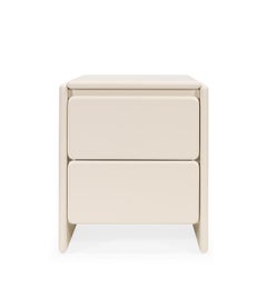Mari Bedside Table: Soft Curves in Lacquered Elegance