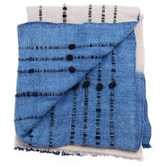 Mari Blue Gray Calming Hues Hand Woven Hand Knotted Textured Plush Merino Throw