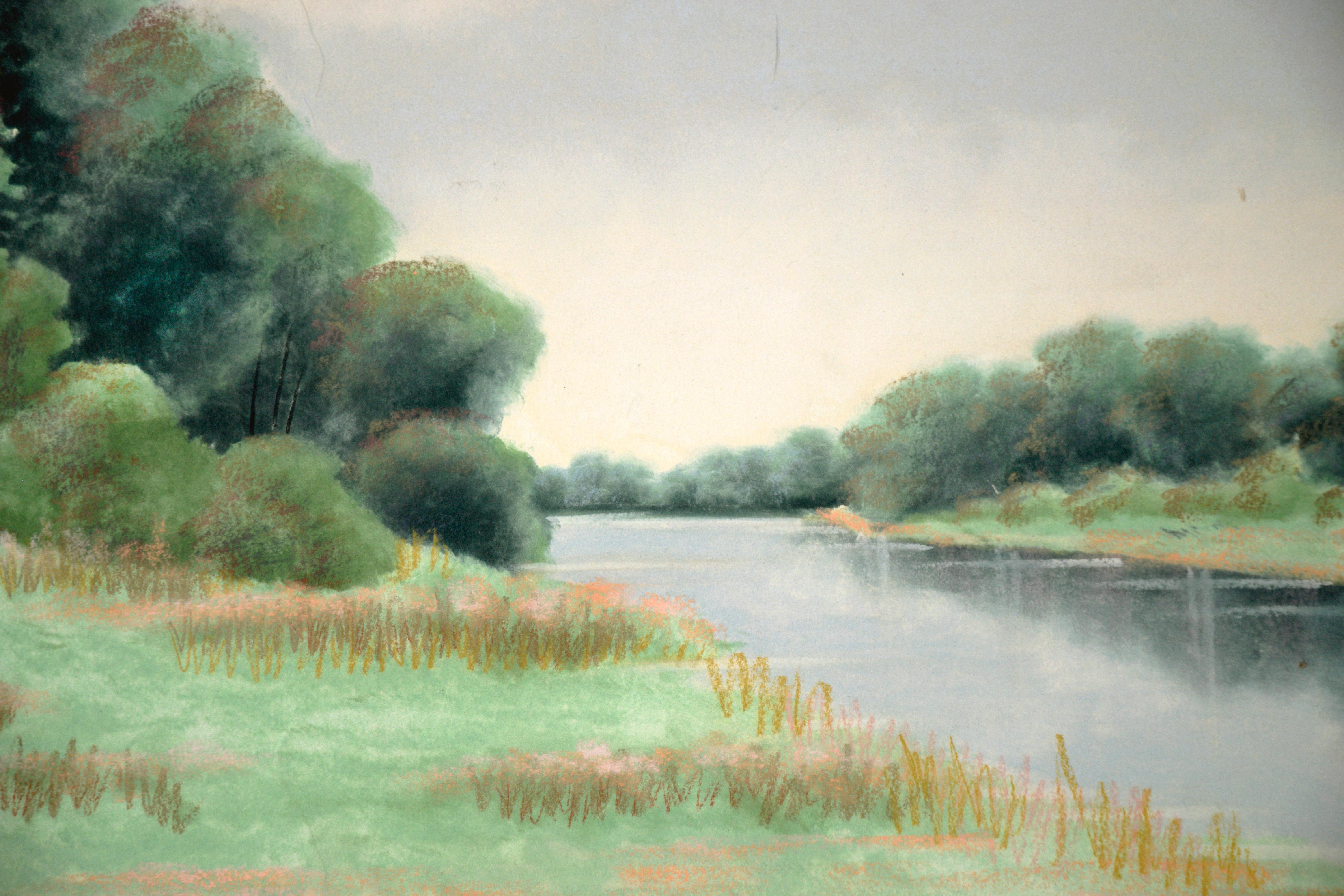 Vintage Beyond The Waterline Watercolor on Paper - Painting by Mari Giddings