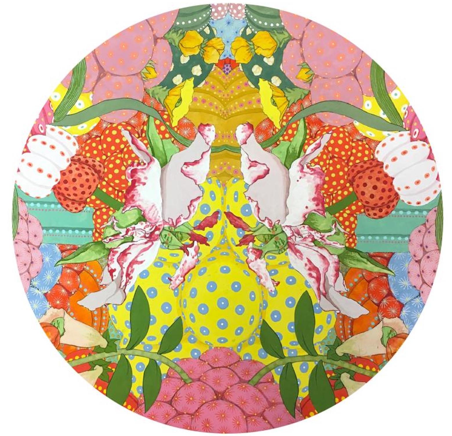 Abstract Painting de Mari Ito - Ritmo Feliz 1 - Siglo XXI, Contemporáneo, Japonés, Fantasía, Materiales naturales