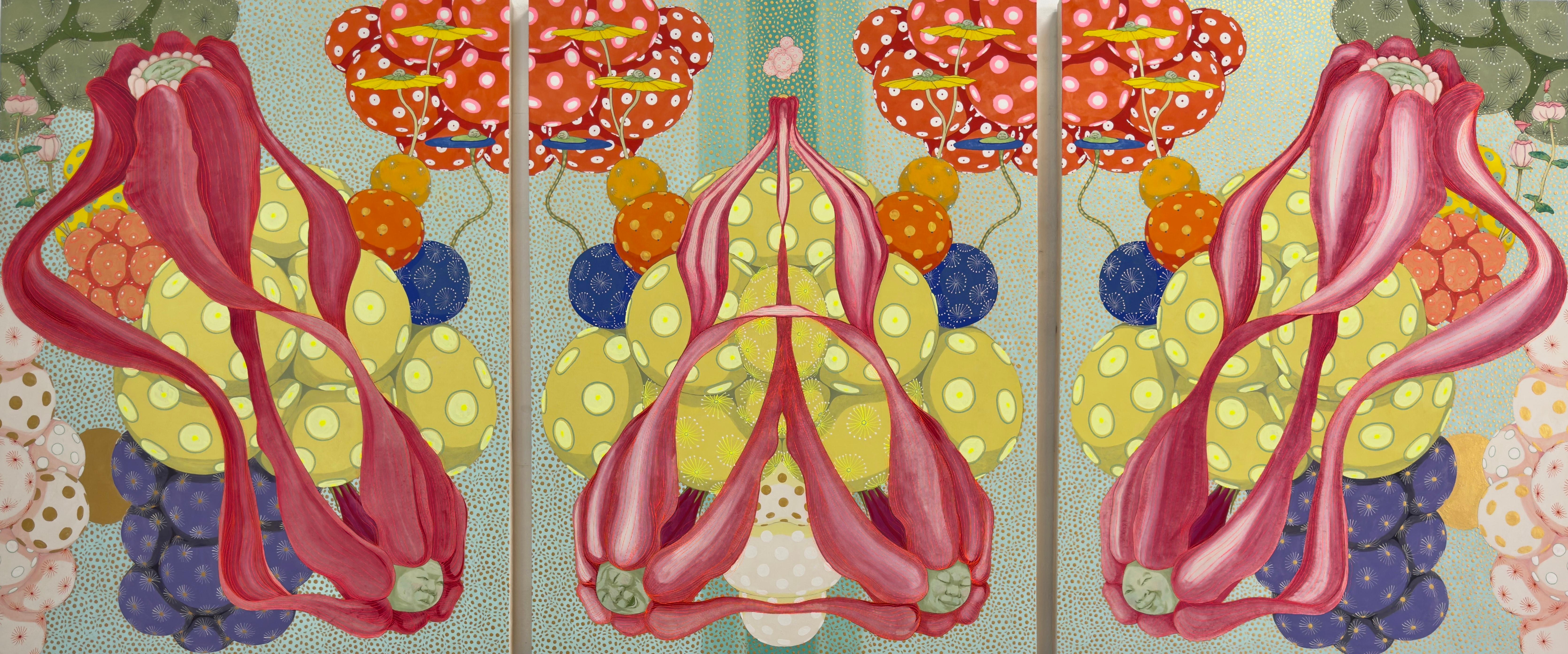 Mari Ito Abstract Painting - Origin of Desire - 21st Cent., Contemporary, Japan, Fantasy, Natural Materials