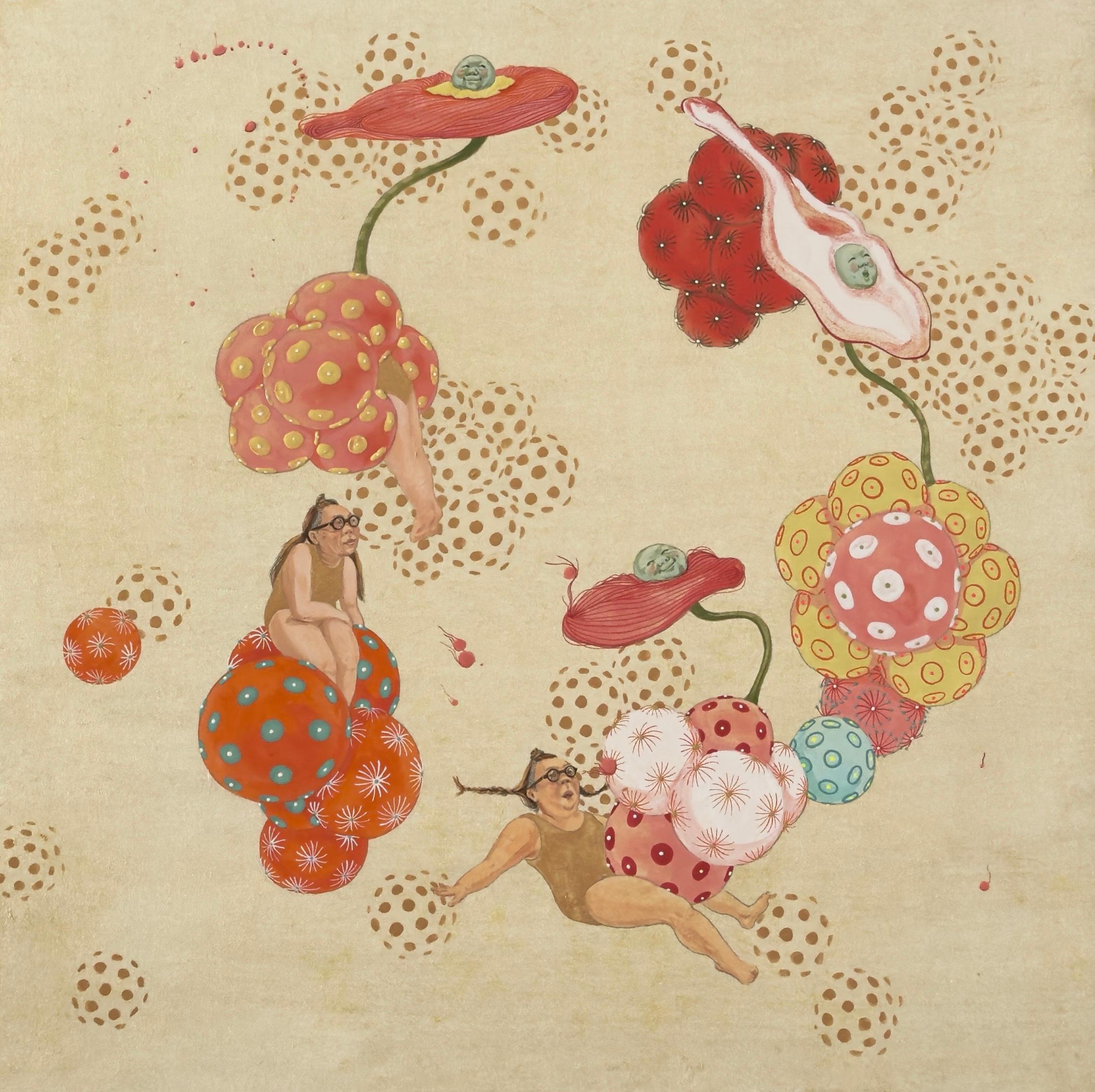 Mari Ito Abstract Painting - Whirling Moments - 21st Century, Contemporary, Japan, Fantasy, Natural Materials