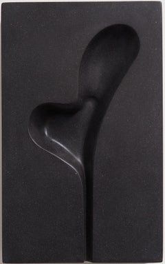 Lichen in black ed 3/8 - contemporary modern abstract jesmonite sculpture relief