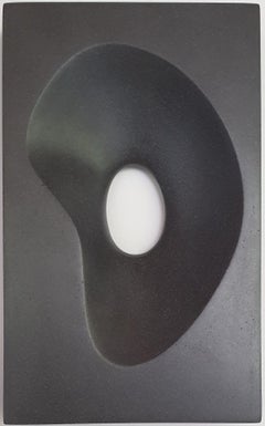 Mu in black ed. 5/8 - contemporary modern abstract jesmonite sculpture relief