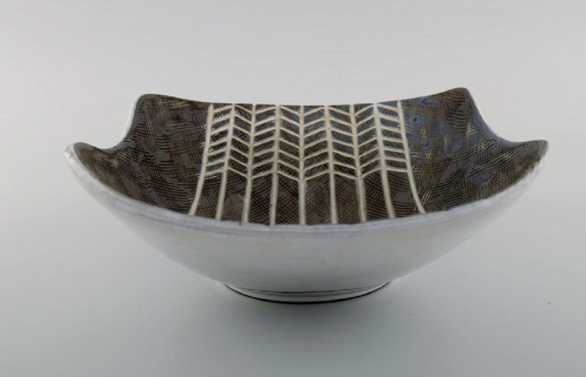 Scandinavian Modern Mari Simmulson for Upsala-Ekeby, Large Bowl in Glazed Stoneware
