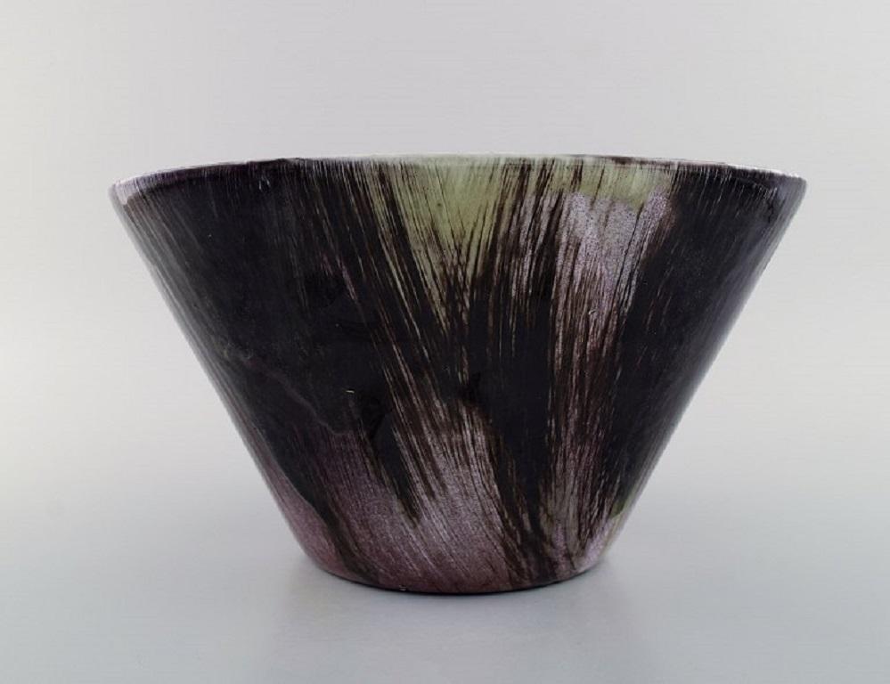 20th Century Mari Simmulson for Upsala-Ekeby, Large Bowl in Glazed Stoneware For Sale