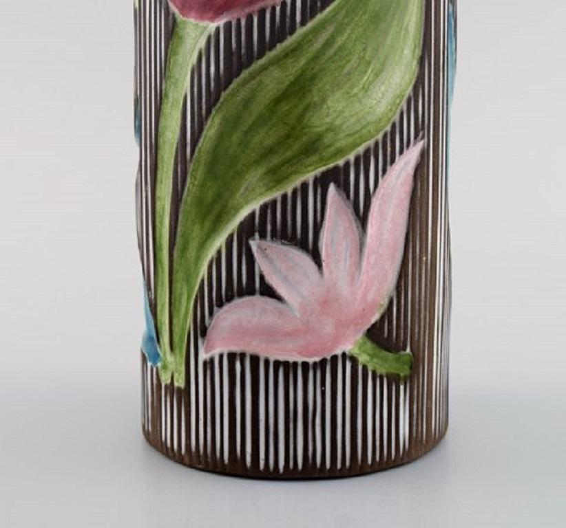 Mari Simmulson for Upsala-Ekeby, Vase in Ceramics with Floral Motifs In Excellent Condition For Sale In Copenhagen, DK