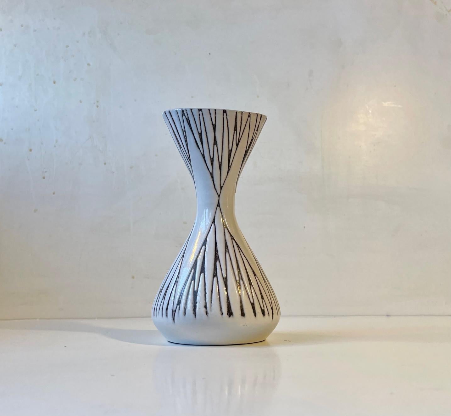 Mid-Century Modern Mari Simmulson Black & White Ceramic Vase 'Mars', Upsala Ekeby 1960s For Sale
