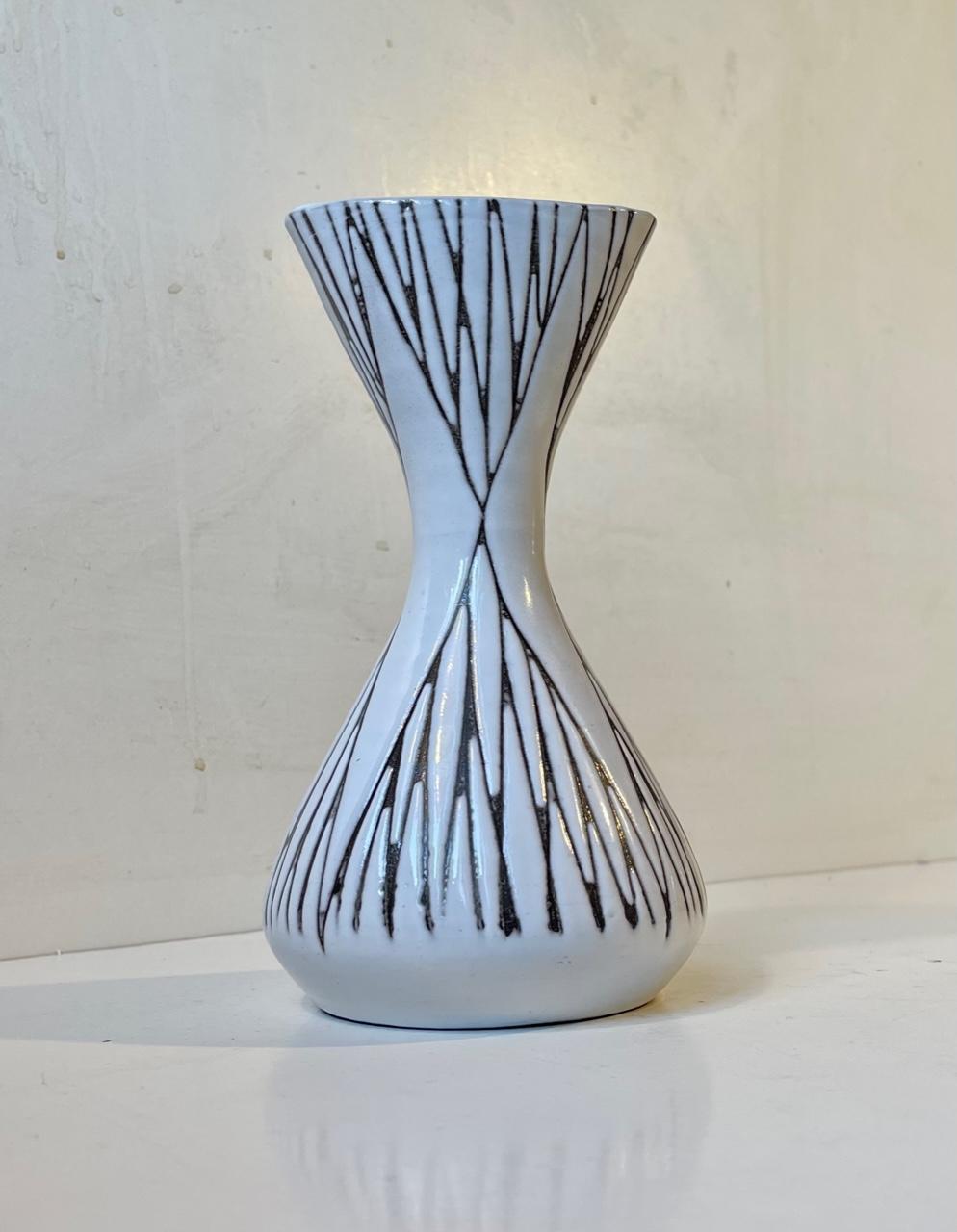 Swedish Mari Simmulson Black & White Ceramic Vase 'Mars', Upsala Ekeby 1960s For Sale