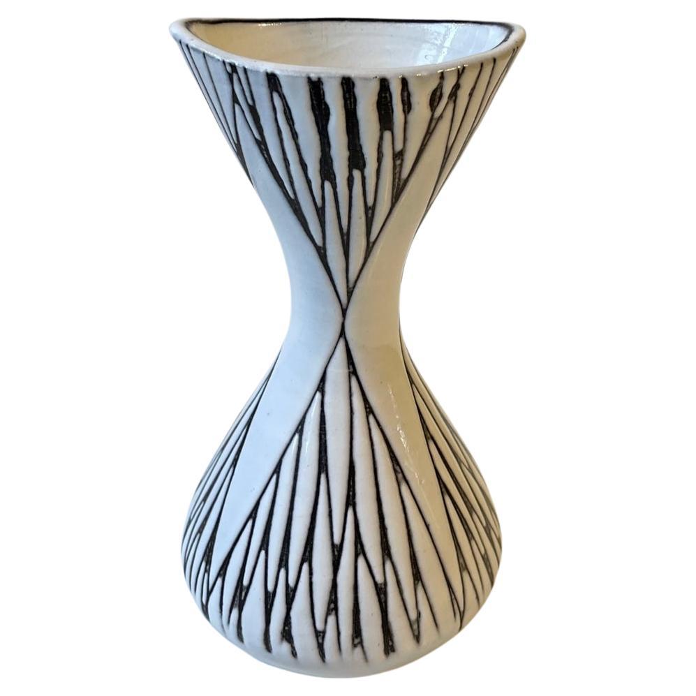 Mari Simmulson Black & White Ceramic Vase 'Mars', Upsala Ekeby 1960s For Sale