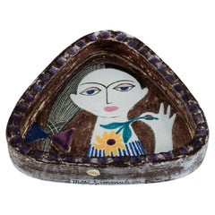 Vintage Mari Simmulson for Upsala Ekeby, ceramic dish with a woman's face.